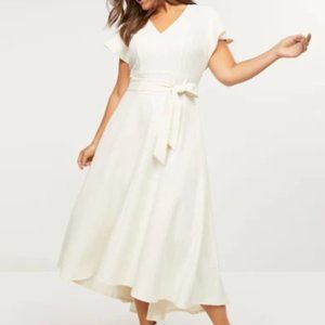 NWT! Lane Bryant Ivory Flutter Sleeve Swing Dress